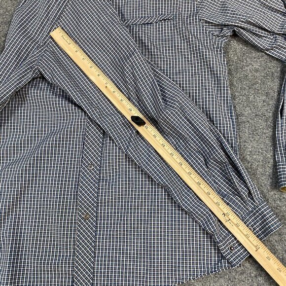 Ex Officio Mens Shirt XL Blue Plaid Long Sleeve Hiking Vented Pockets Snap Front - Picture 8 of 12